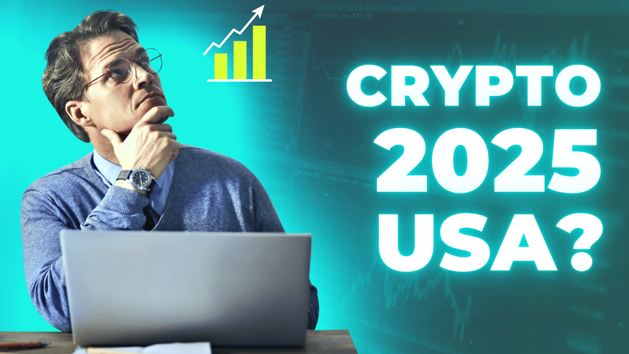 "Bitcoin in front of US flag symbolizing cryptocurrency growth in America by 2025."