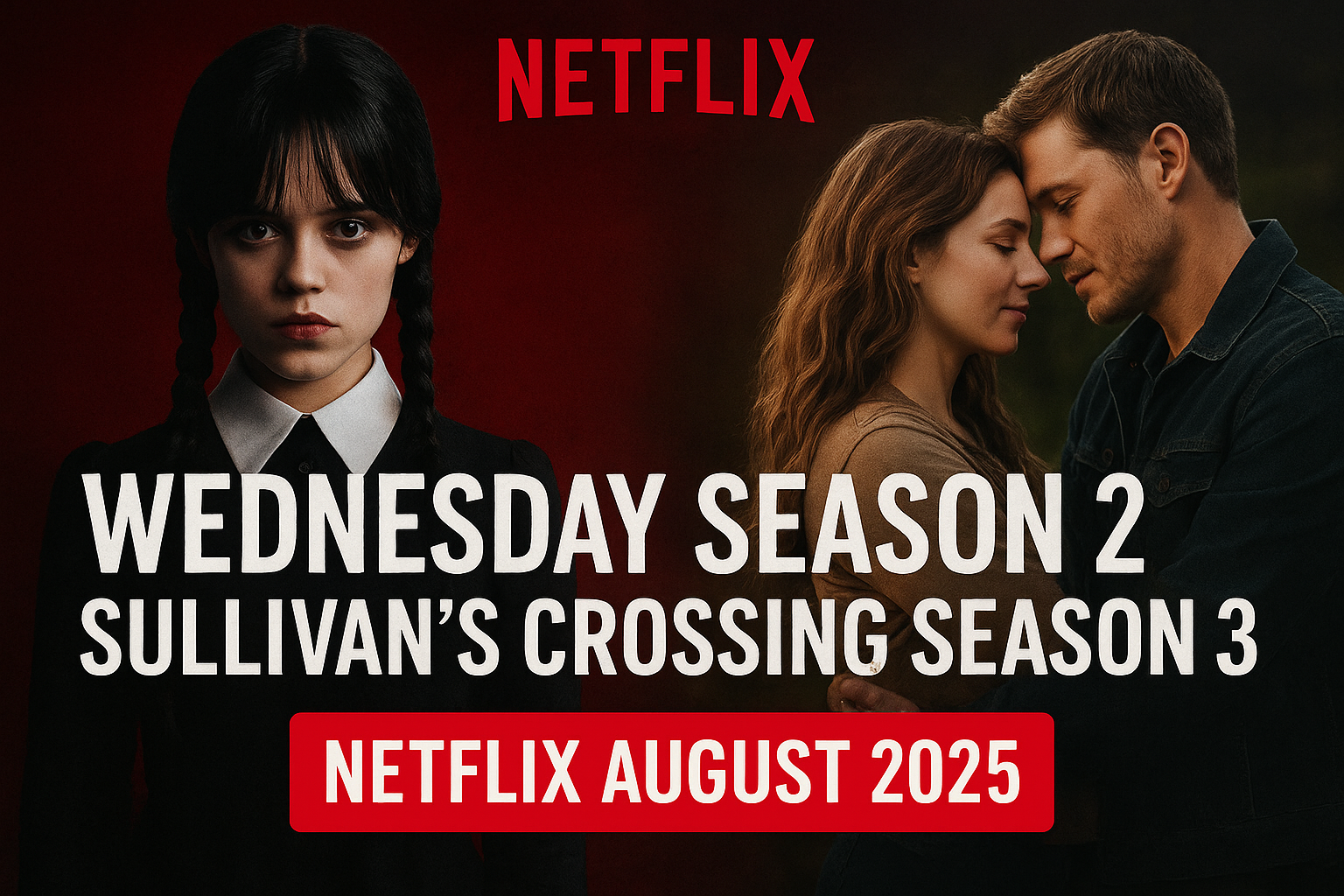 Wednesday Season 2 and Sullivan’s Crossing Season 3 trending on Netflix August 2025
