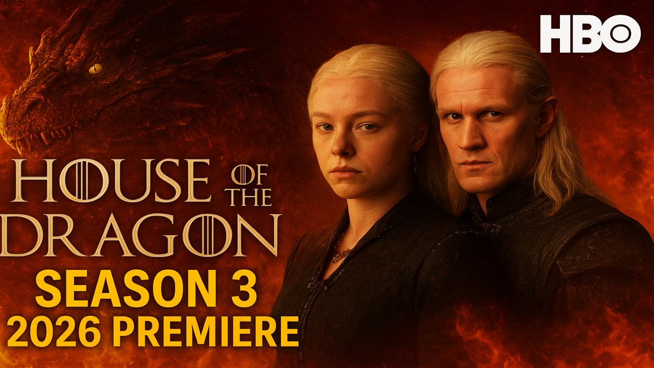 House of the Dragon Season 3 HBO poster with Targaryen family and dragon – 2026 release